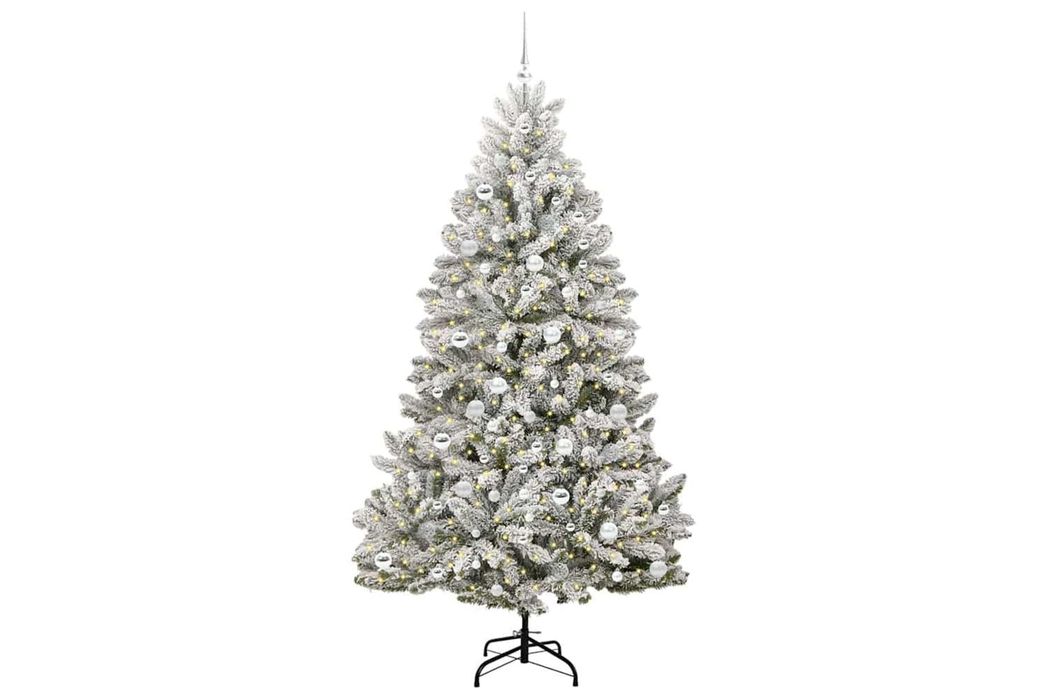 Vidaxl Artificial Christmas Tree Green And White 210 Cm Pvc And Metal-3