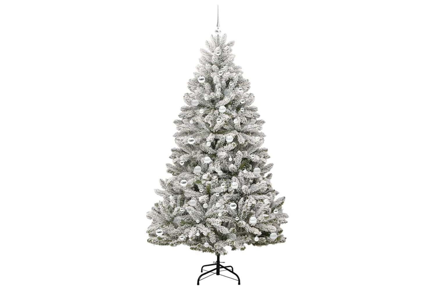 Vidaxl Artificial Christmas Tree Green And White 210 Cm Pvc And Metal-4