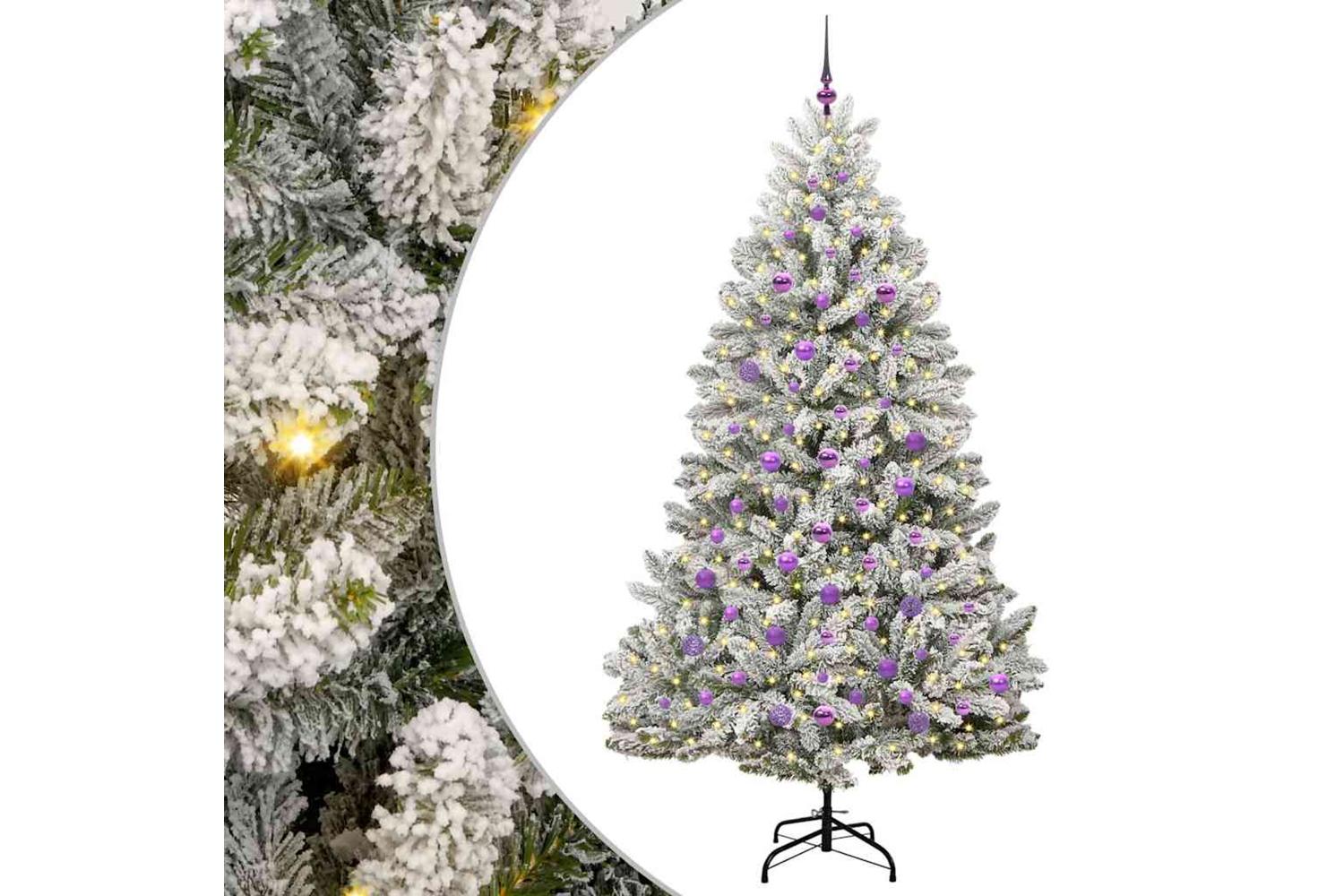 Vidaxl Artificial Christmas Tree Green And White 210 Cm Pvc And Metal-2