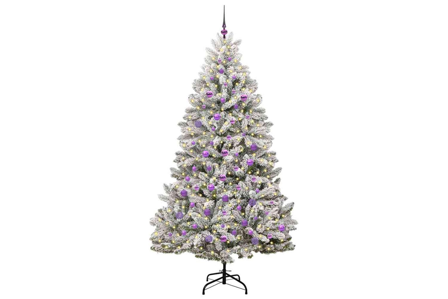 Vidaxl Artificial Christmas Tree Green And White 210 Cm Pvc And Metal-3