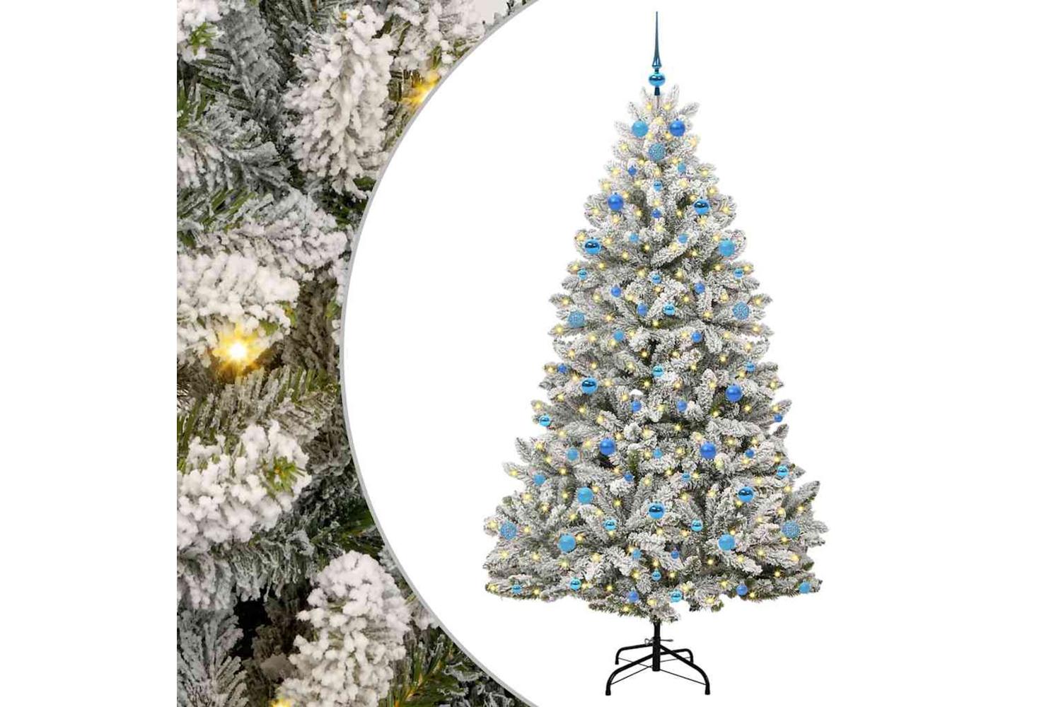 Vidaxl Artificial Christmas Tree Green And White 210 Cm Pvc And Metal-2