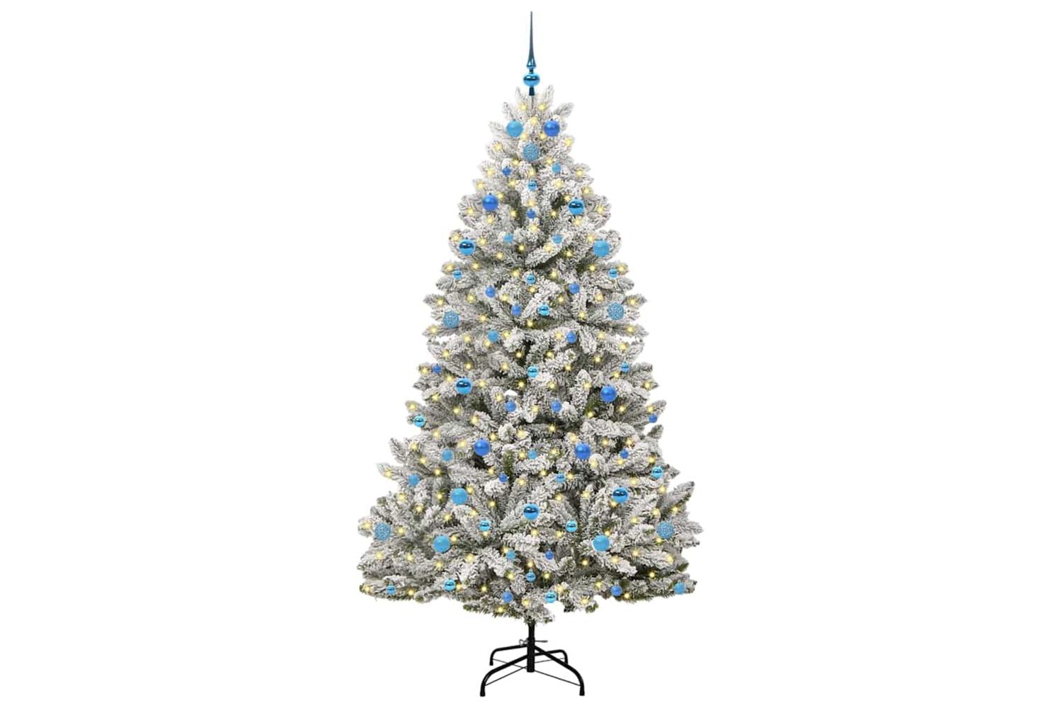 Vidaxl Artificial Christmas Tree Green And White 210 Cm Pvc And Metal-3