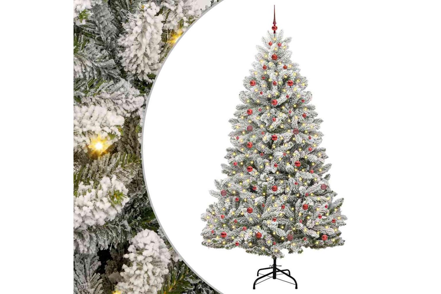 Vidaxl Artificial Christmas Tree Green And White 240 Cm Pvc And Metal-2