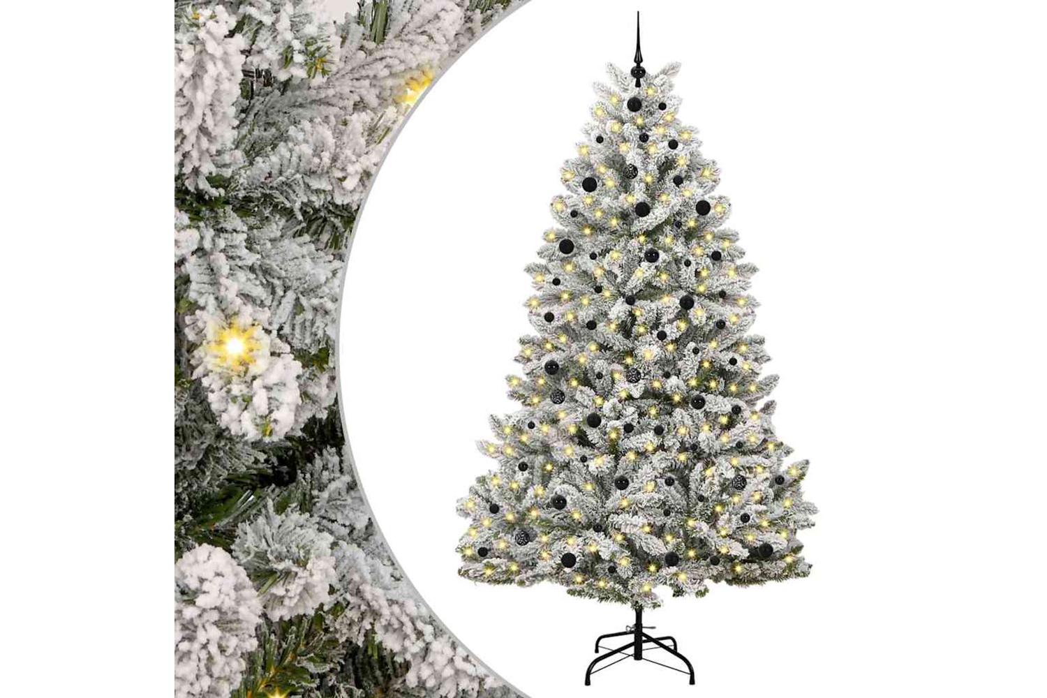 Vidaxl Artificial Christmas Tree Green And White 240 Cm Pvc And Metal-2