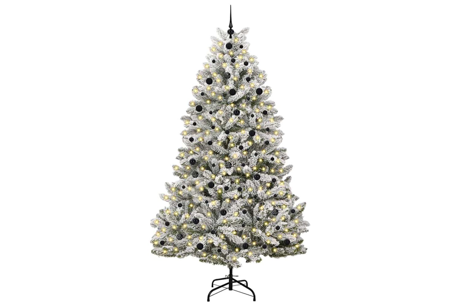 Vidaxl Artificial Christmas Tree Green And White 240 Cm Pvc And Metal-3