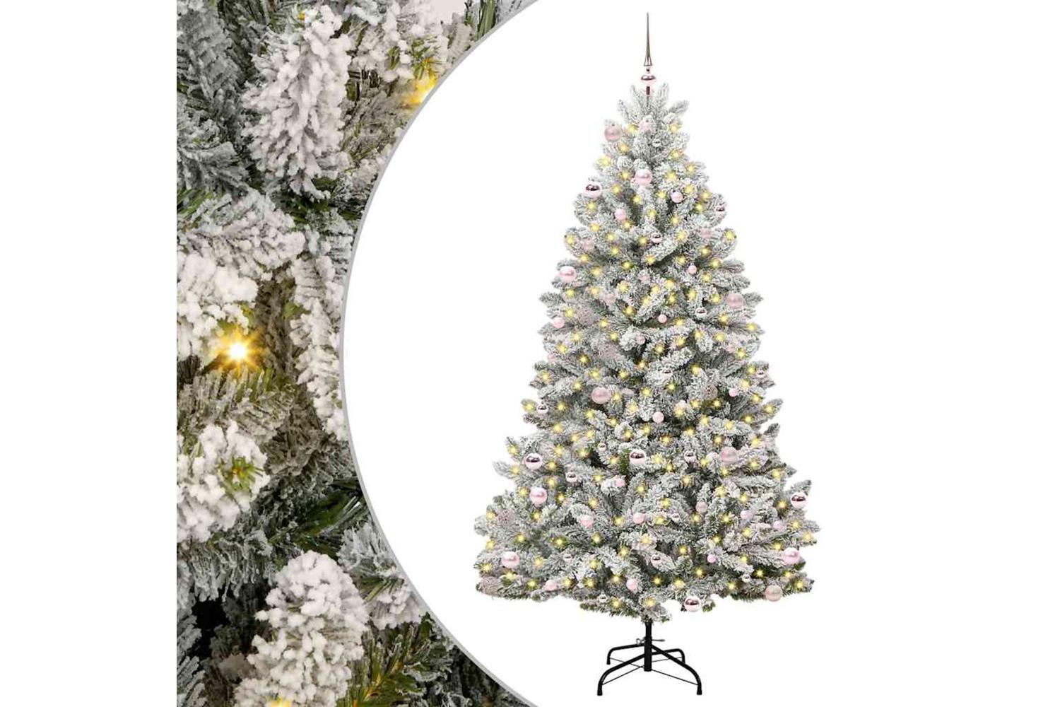 Vidaxl Artificial Christmas Tree Green And White 240 Cm Pvc And Metal-2
