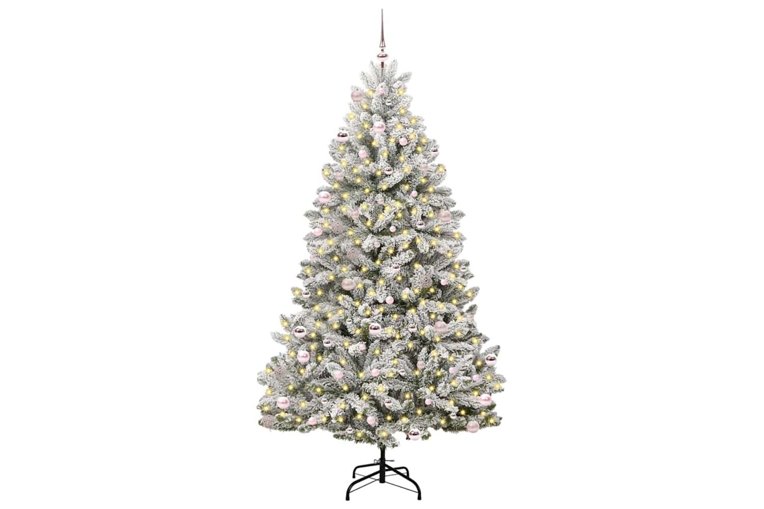 Vidaxl Artificial Christmas Tree Green And White 240 Cm Pvc And Metal-3