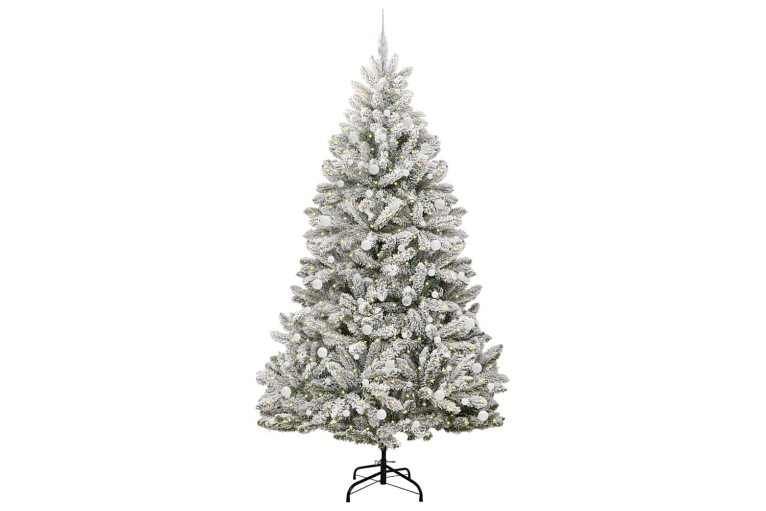 Vidaxl Artificial Christmas Tree Green And White 240 Cm Pvc And Metal-3