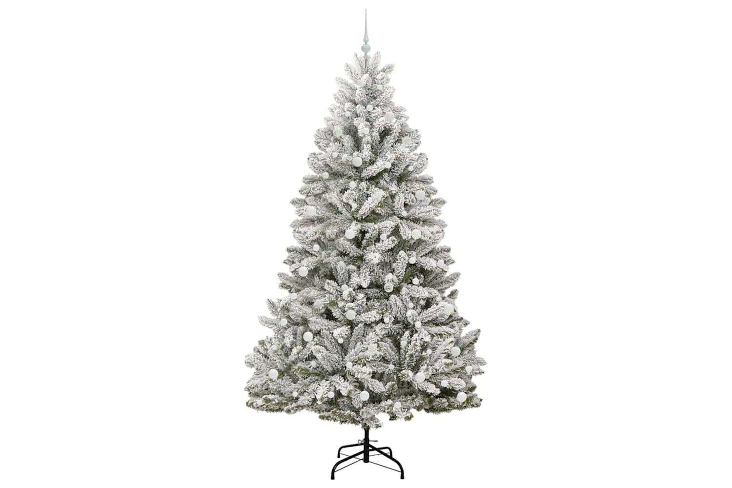 Vidaxl Artificial Christmas Tree Green And White 240 Cm Pvc And Metal-4