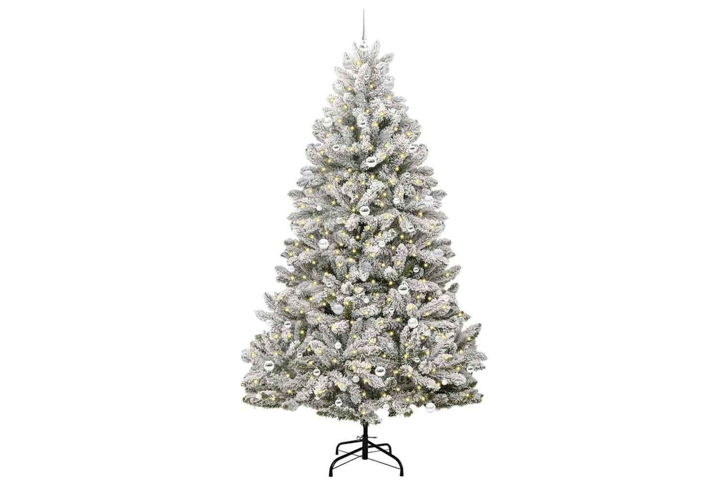 Vidaxl Artificial Christmas Tree Green And White 240 Cm Pvc And Metal-3