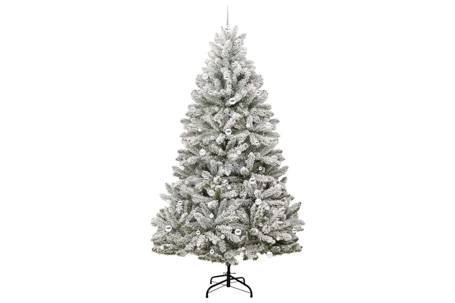Vidaxl Artificial Christmas Tree Green And White 240 Cm Pvc And Metal-4
