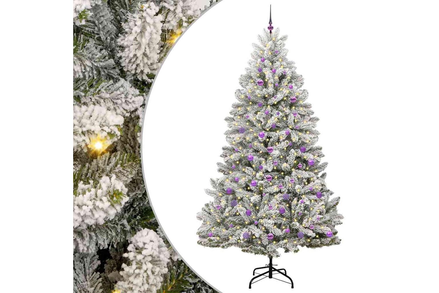 Vidaxl Artificial Christmas Tree Green And White 240 Cm Pvc And Metal-2