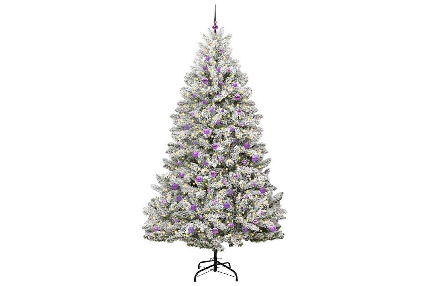 Vidaxl Artificial Christmas Tree Green And White 240 Cm Pvc And Metal-3