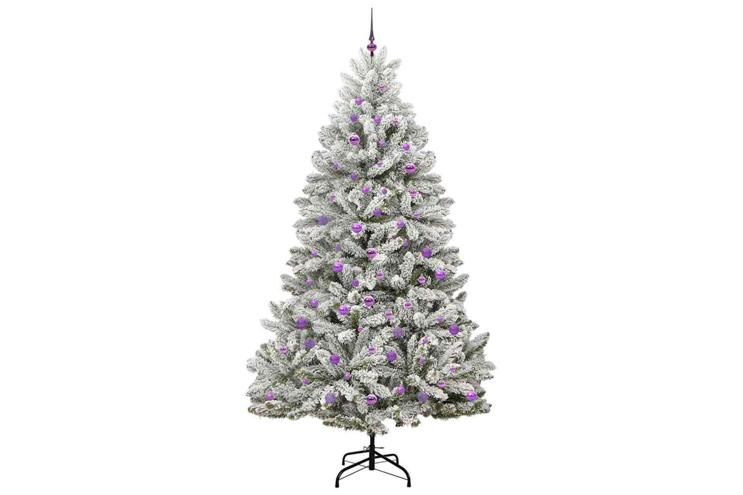 Vidaxl Artificial Christmas Tree Green And White 240 Cm Pvc And Metal-4