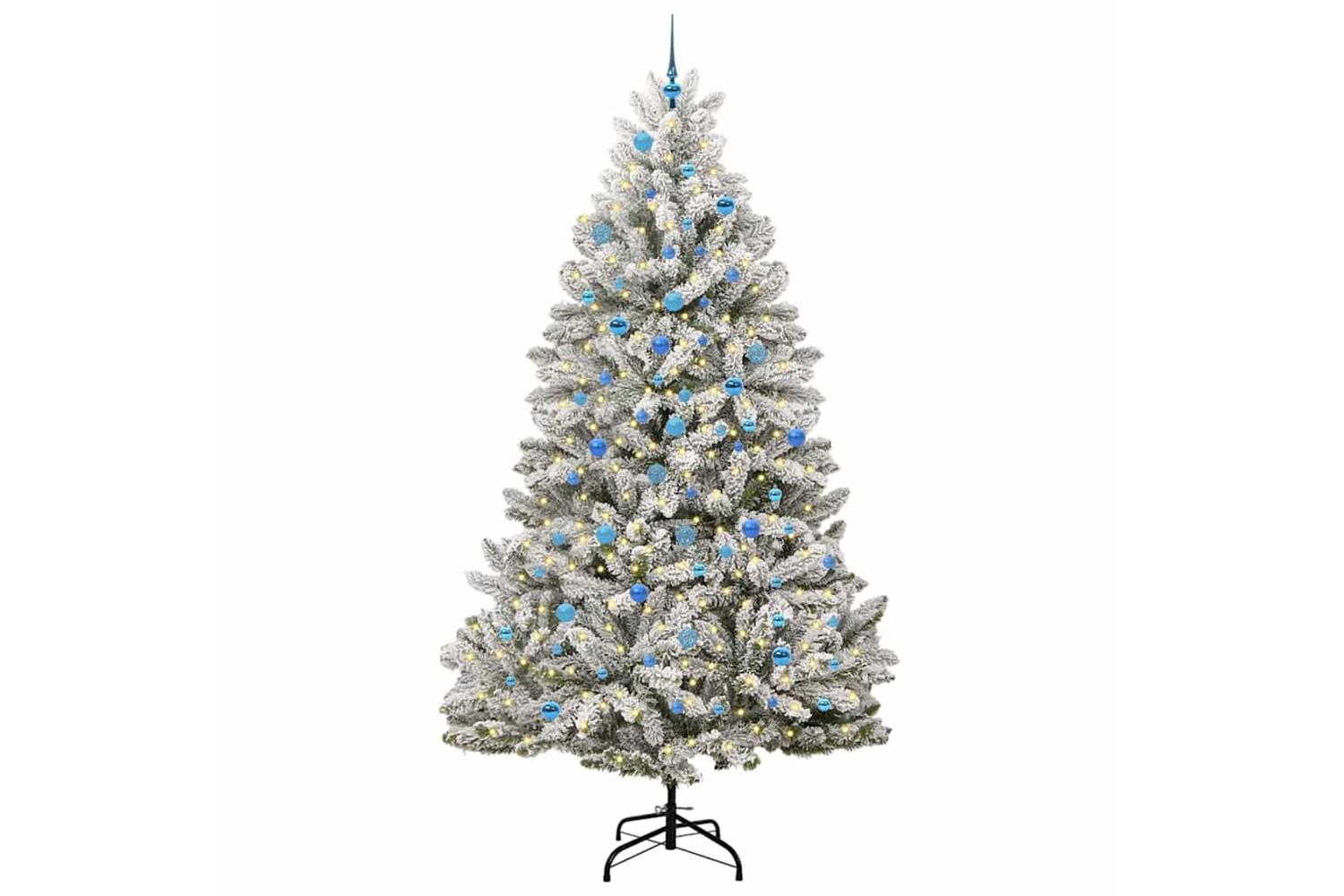 Vidaxl Artificial Christmas Tree Green And White 240 Cm Pvc And Metal-3