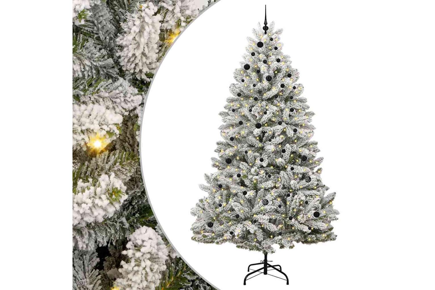 Vidaxl Artificial Christmas Tree Green And White 270 Cm Pvc And Metal-2