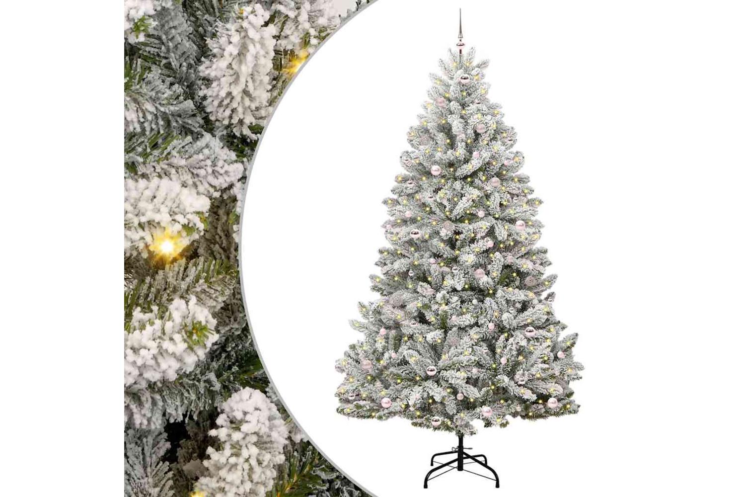 Vidaxl Artificial Christmas Tree Green And White 270 Cm Pvc And Metal-2