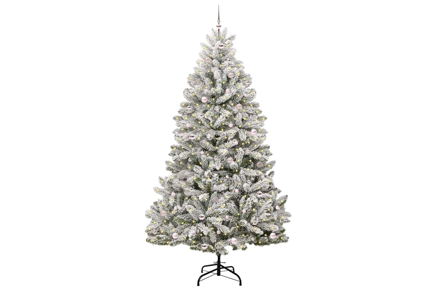 Vidaxl Artificial Christmas Tree Green And White 270 Cm Pvc And Metal-3
