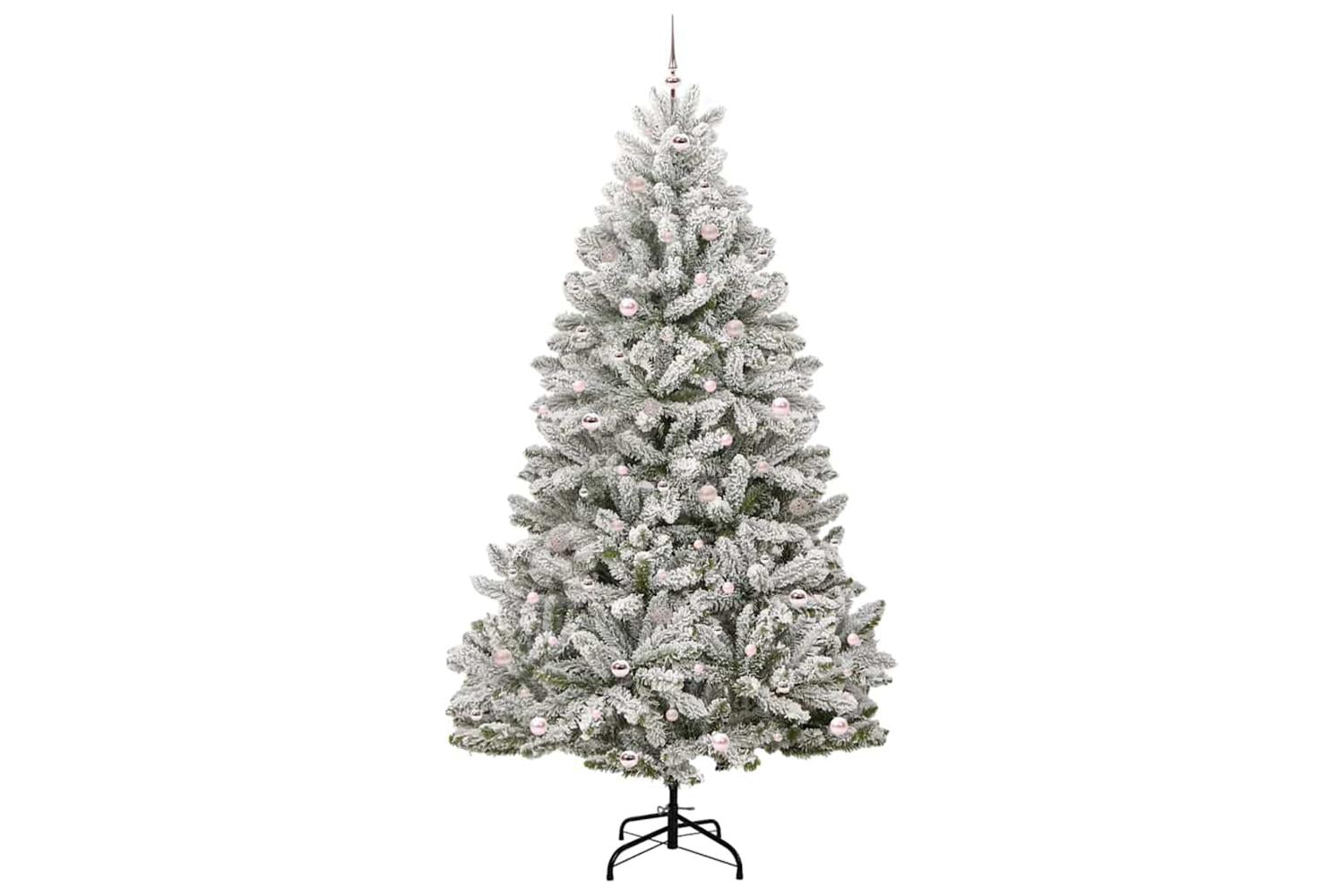 Vidaxl Artificial Christmas Tree Green And White 270 Cm Pvc And Metal-4