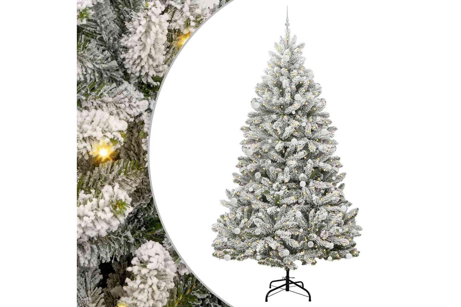 Vidaxl Artificial Christmas Tree Green And White 270 Cm Pvc And Metal-2