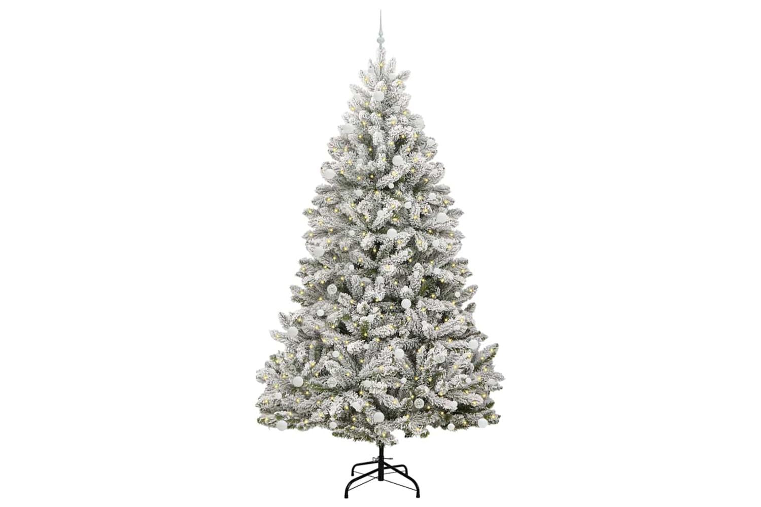 Vidaxl Artificial Christmas Tree Green And White 270 Cm Pvc And Metal-3