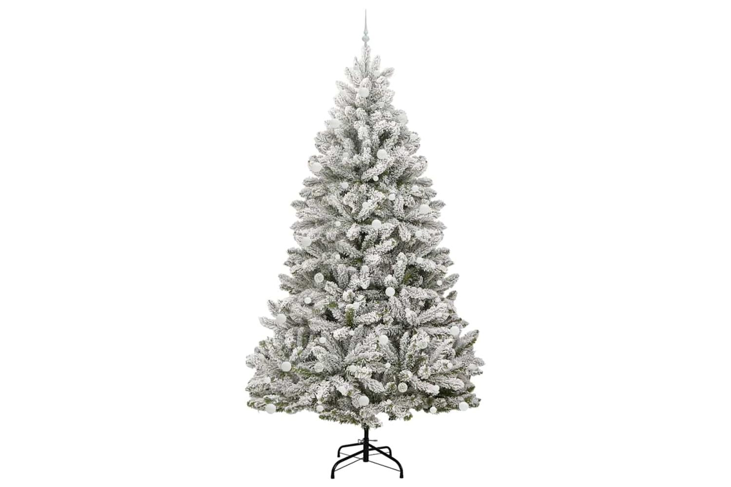 Vidaxl Artificial Christmas Tree Green And White 270 Cm Pvc And Metal-4