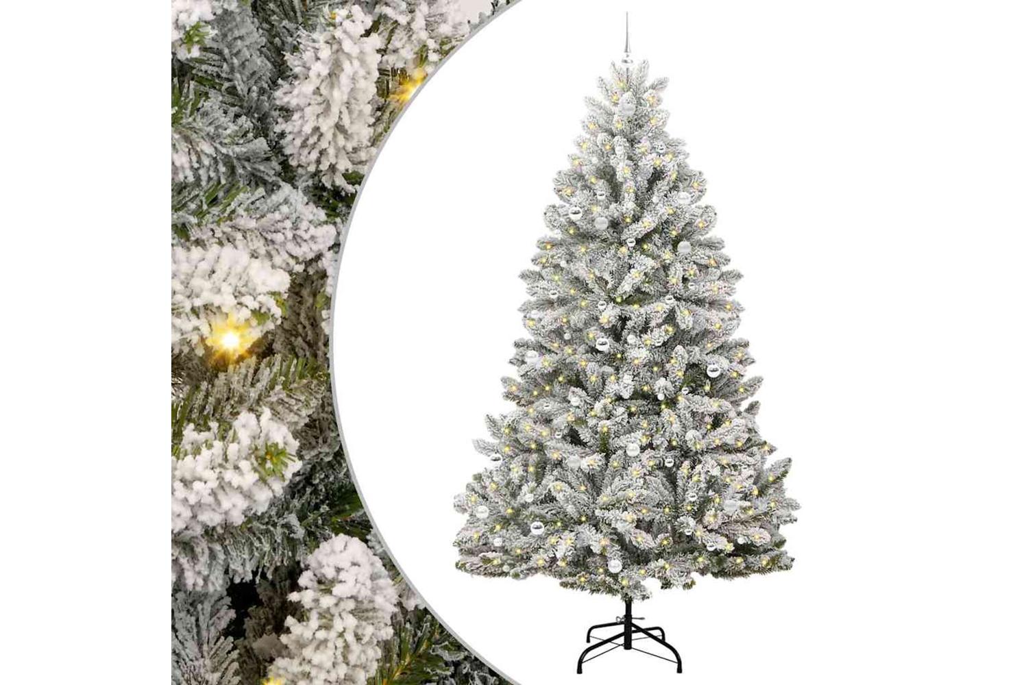 Vidaxl Artificial Christmas Tree Green And White 270 Cm Pvc And Metal-2