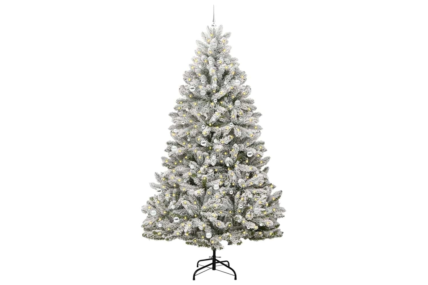 Vidaxl Artificial Christmas Tree Green And White 270 Cm Pvc And Metal-3