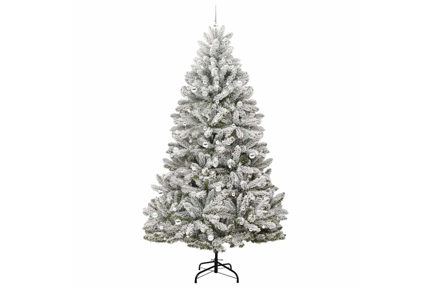 Vidaxl Artificial Christmas Tree Green And White 270 Cm Pvc And Metal-4