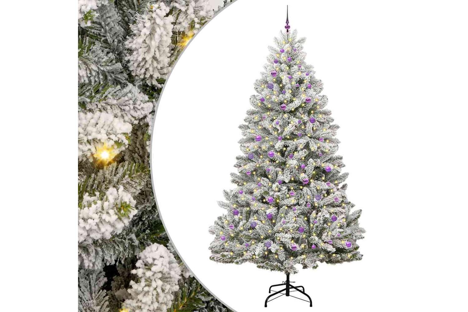 Vidaxl Artificial Christmas Tree Green And White 270 Cm Pvc And Metal-2