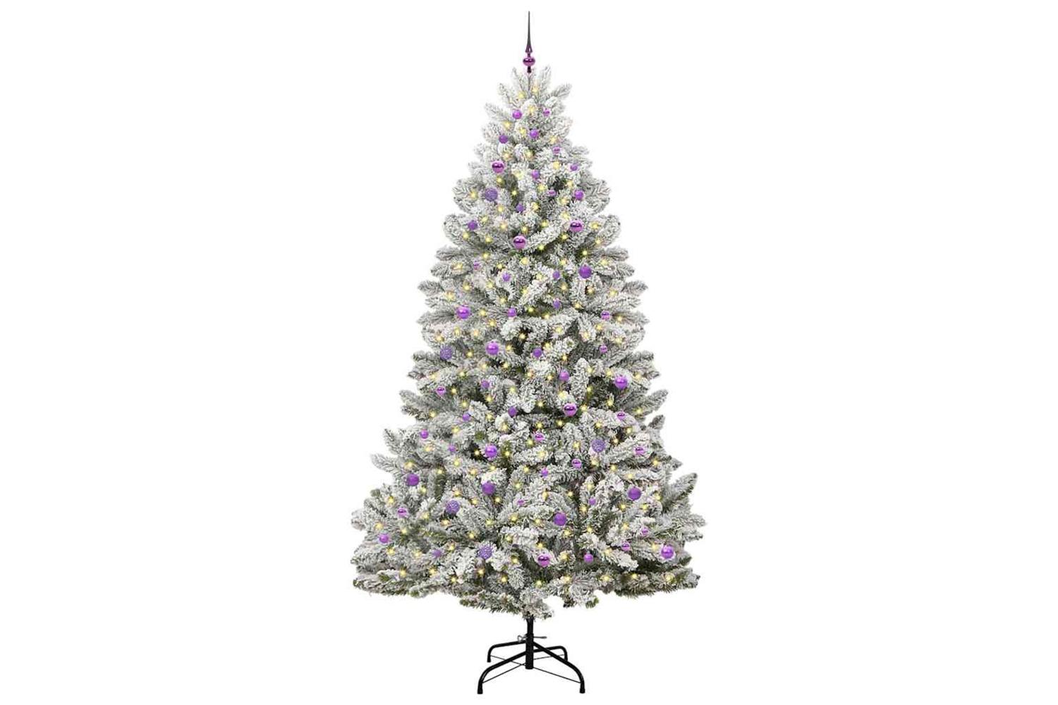 Vidaxl Artificial Christmas Tree Green And White 270 Cm Pvc And Metal-3