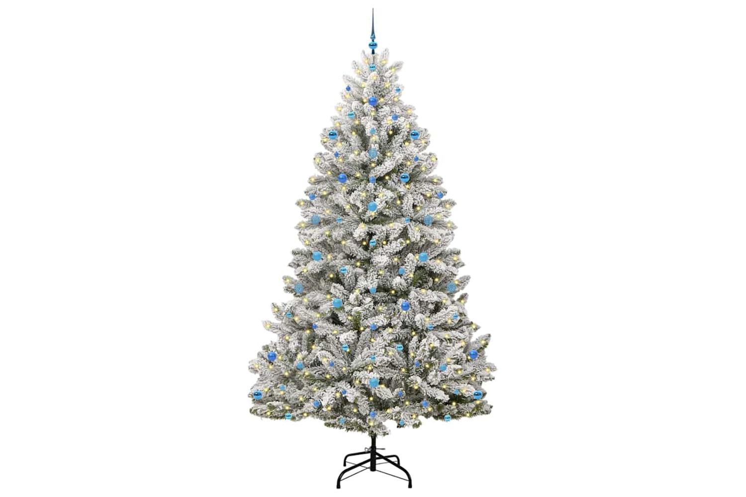 Vidaxl Artificial Christmas Tree Green And White 270 Cm Pvc And Metal-3