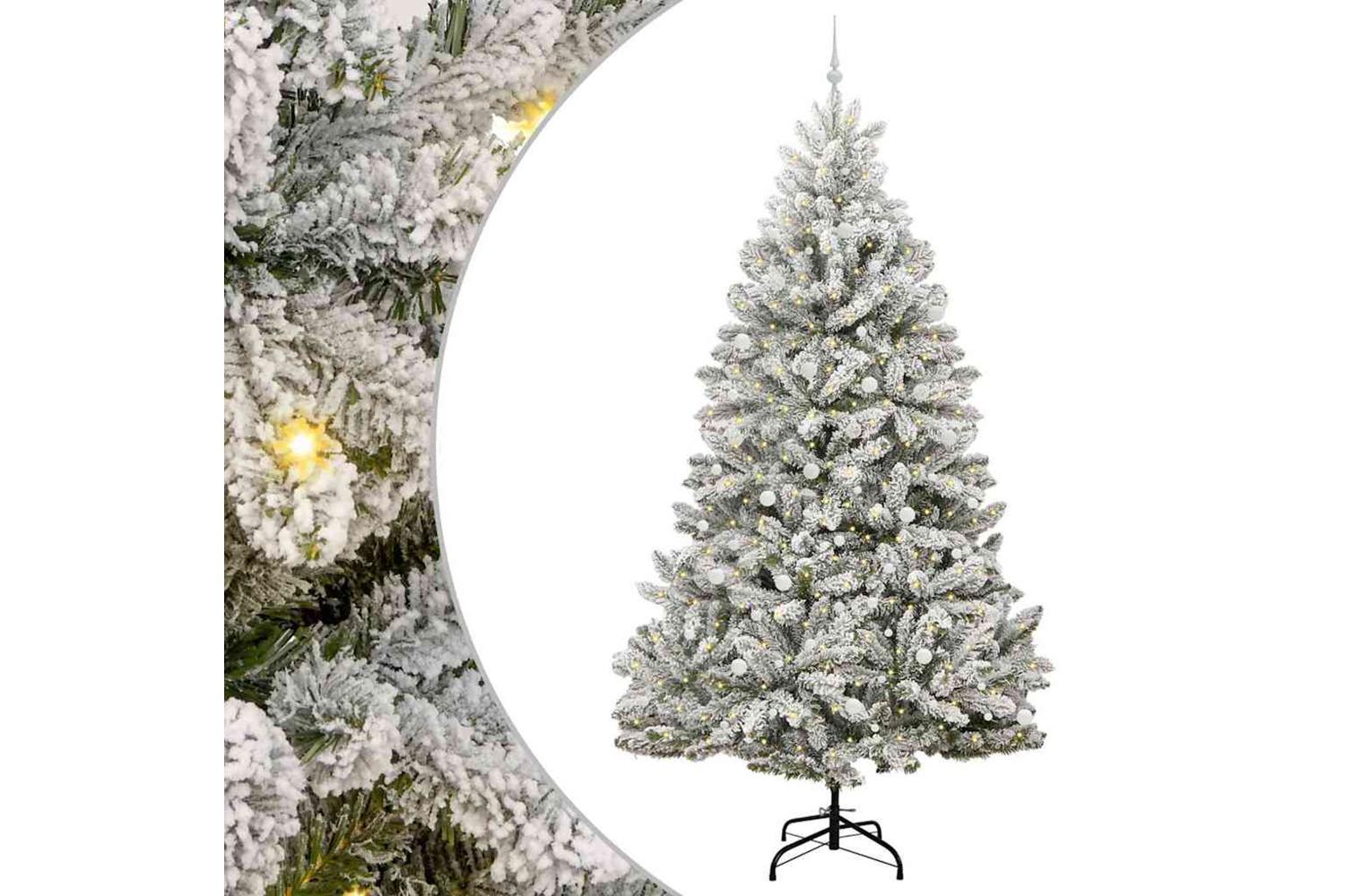 Vidaxl Artificial Christmas Tree Green And White 300 Cm Pvc And Metal-2