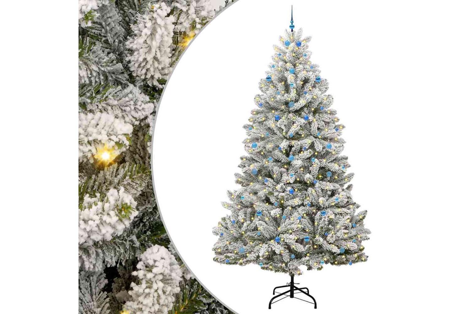 Vidaxl Artificial Christmas Tree Green And White 300 Cm Pvc And Metal-2