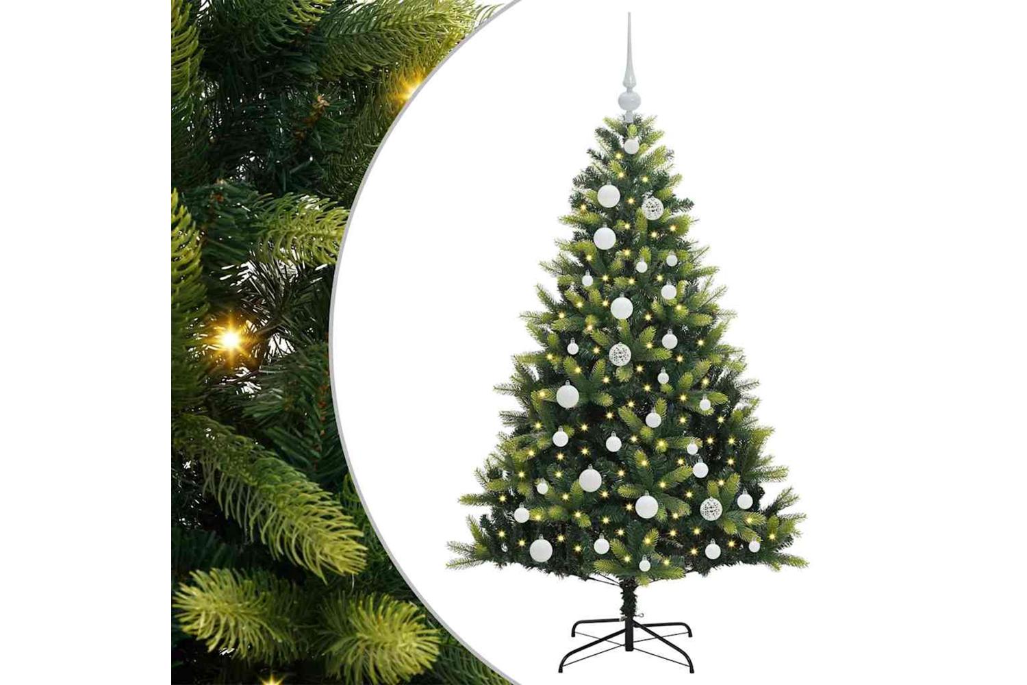 Vidaxl Artificial Hinged Christmas Tree 150 Leds Green 120 Cm-2