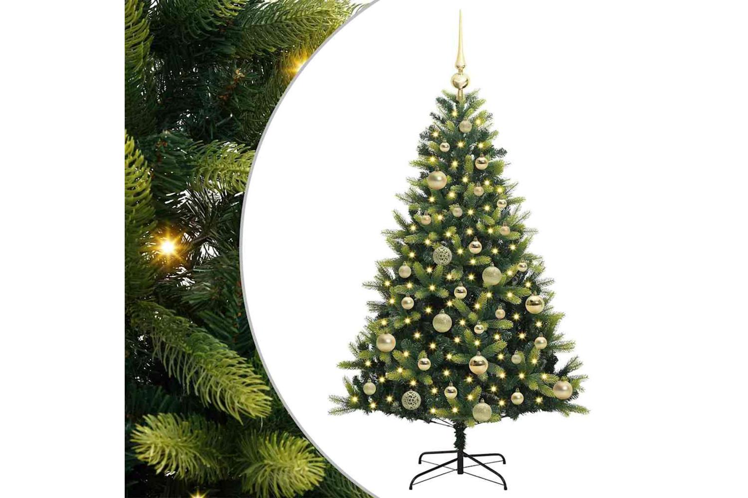 Vidaxl Artificial Hinged Christmas Tree 150 Leds Green 120 Cm-2