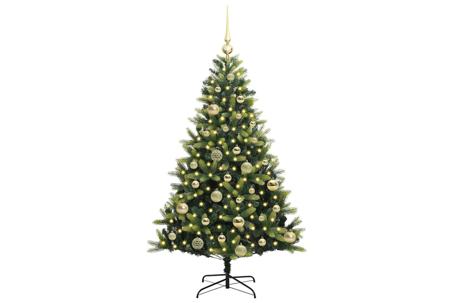 Vidaxl Artificial Hinged Christmas Tree 150 Leds Green 120 Cm-3