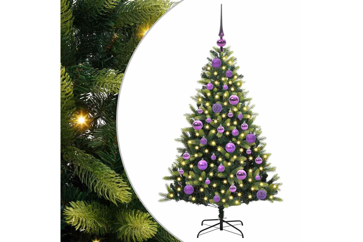 Vidaxl Artificial Hinged Christmas Tree 150 Leds Green 120 Cm-2