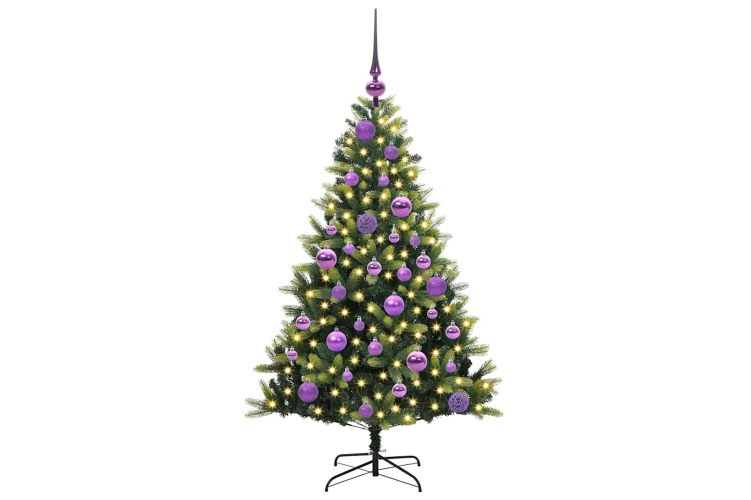 Vidaxl Artificial Hinged Christmas Tree 150 Leds Green 120 Cm-3
