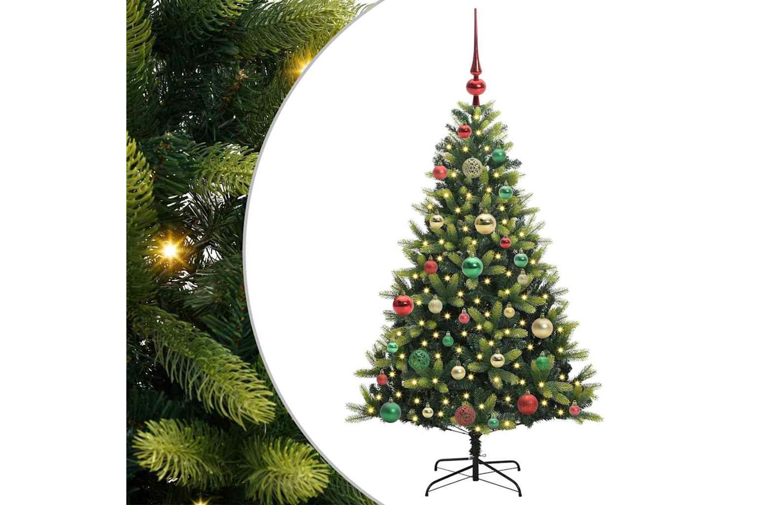 Vidaxl Artificial Hinged Christmas Tree 150 Leds Green 120 Cm-2