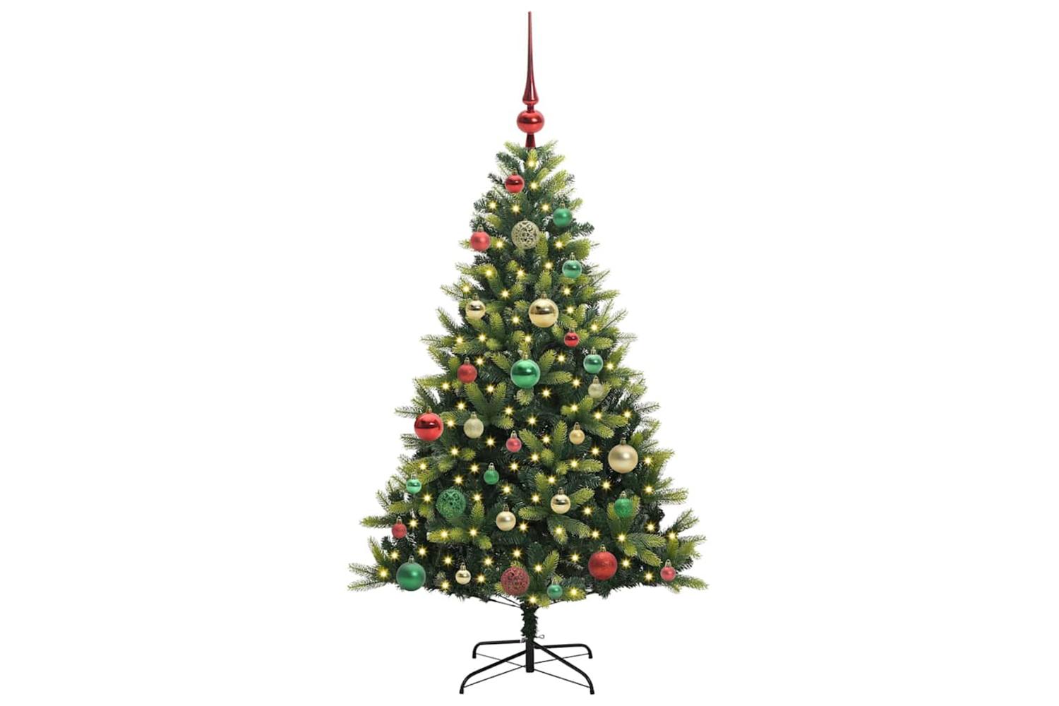 Vidaxl Artificial Hinged Christmas Tree 150 Leds Green 120 Cm-3