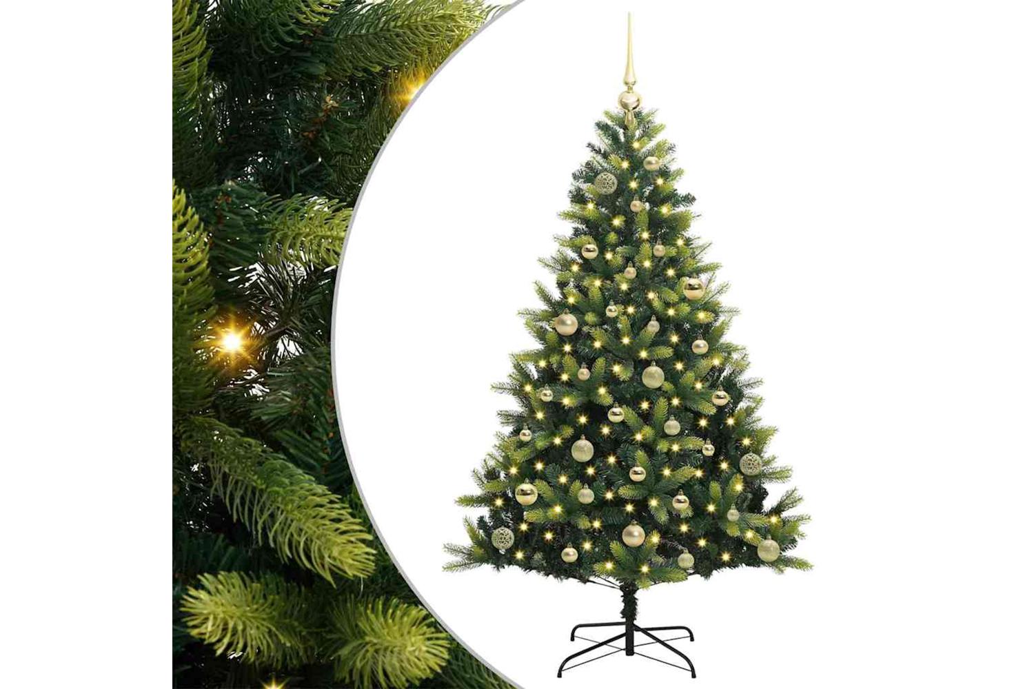Vidaxl Artificial Hinged Christmas Tree 150 Leds Green 150 Cm-2