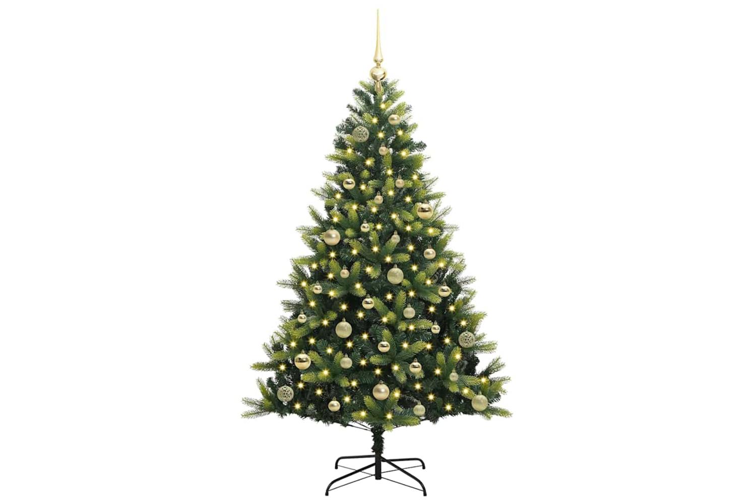 Vidaxl Artificial Hinged Christmas Tree 150 Leds Green 150 Cm-3