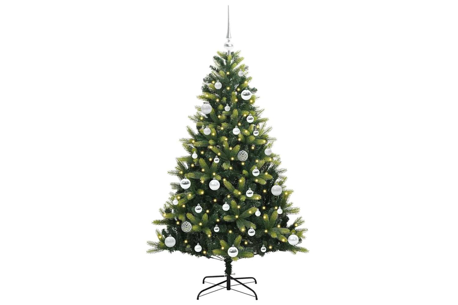Vidaxl Artificial Hinged Christmas Tree 150 Leds Green 150 Cm-3