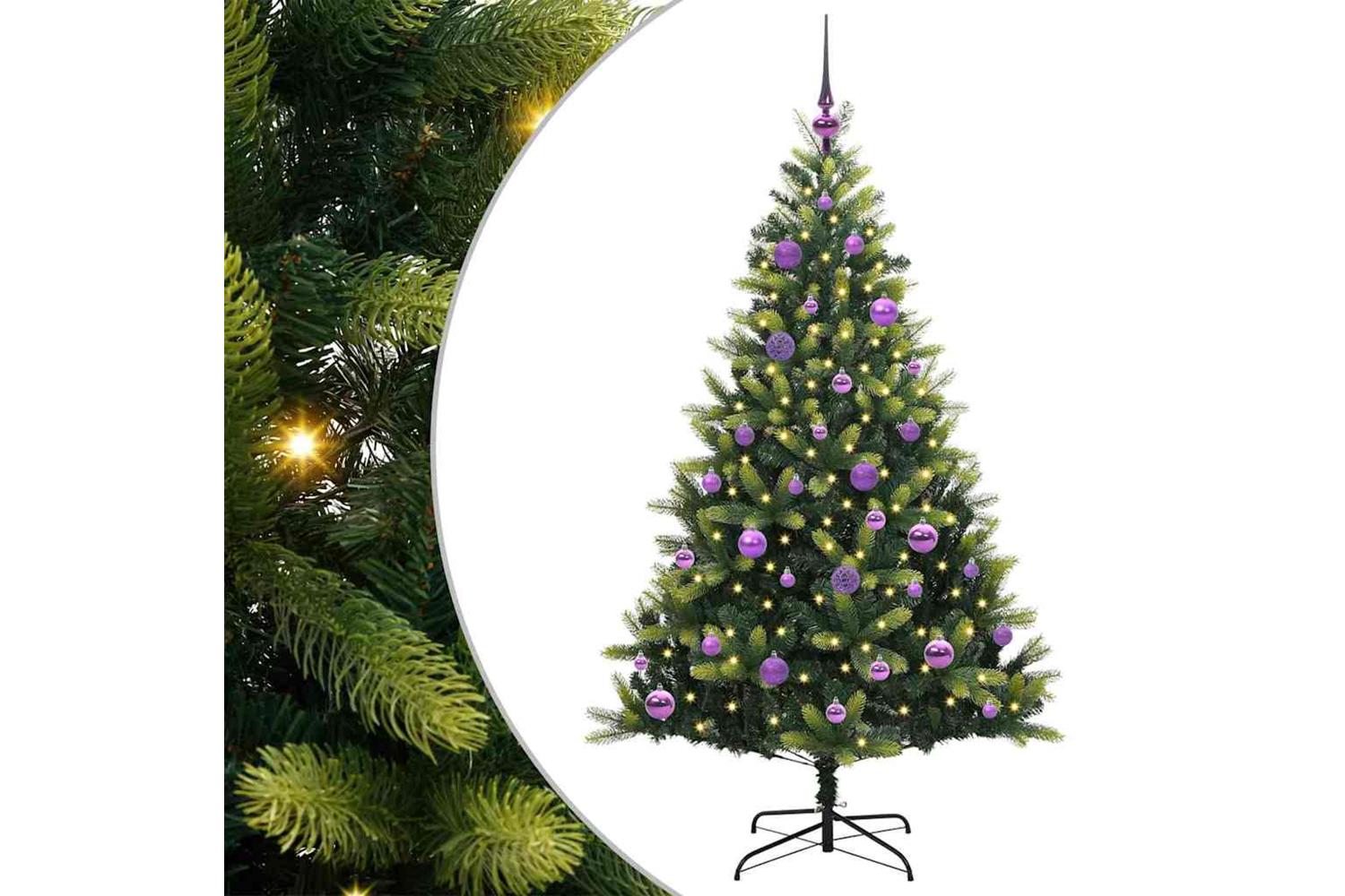 Vidaxl Artificial Hinged Christmas Tree 150 Leds Green 150 Cm-2