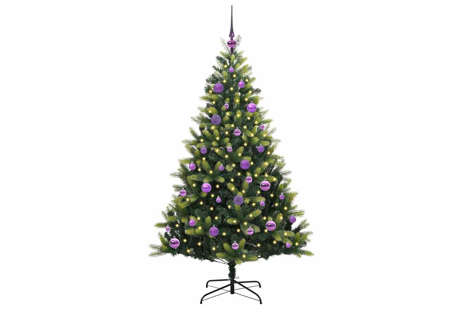 Vidaxl Artificial Hinged Christmas Tree 150 Leds Green 150 Cm-3
