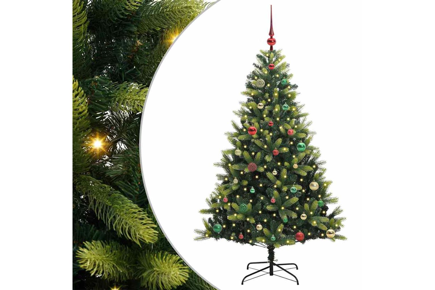 Vidaxl Artificial Hinged Christmas Tree 150 Leds Green 150 Cm-2