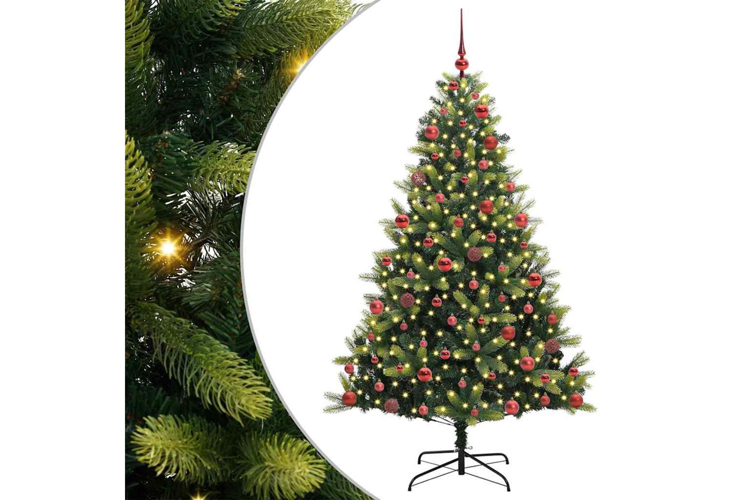 Vidaxl Artificial Hinged Christmas Tree 300 Leds Green 180 Cm