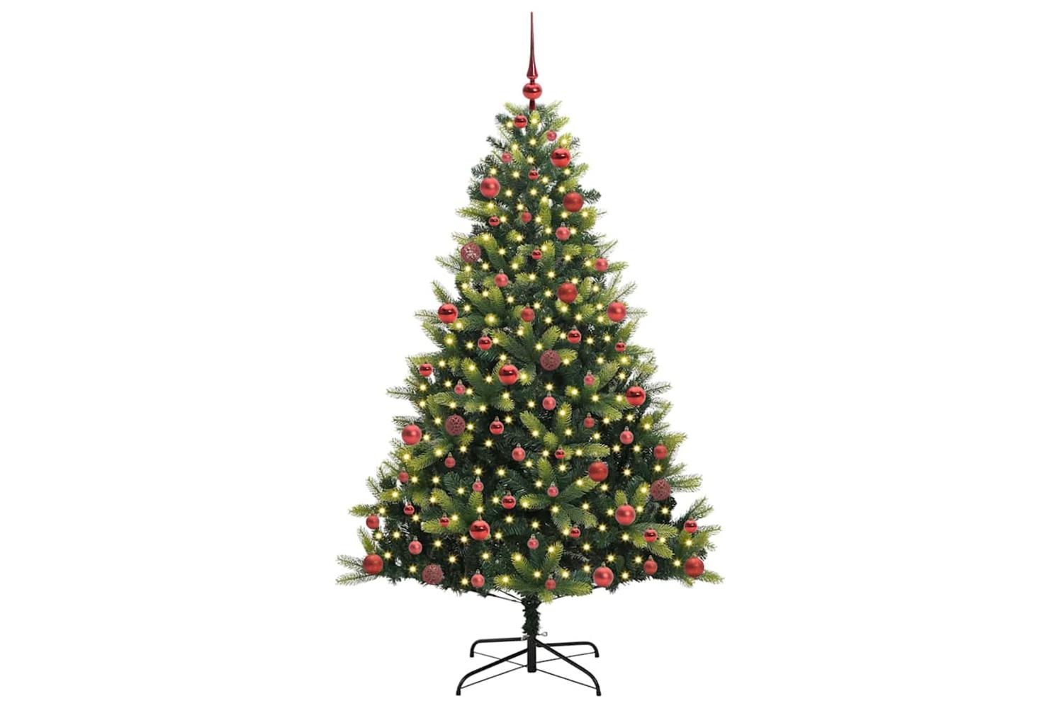 Vidaxl Artificial Hinged Christmas Tree 300 Leds Green 180 Cm-3
