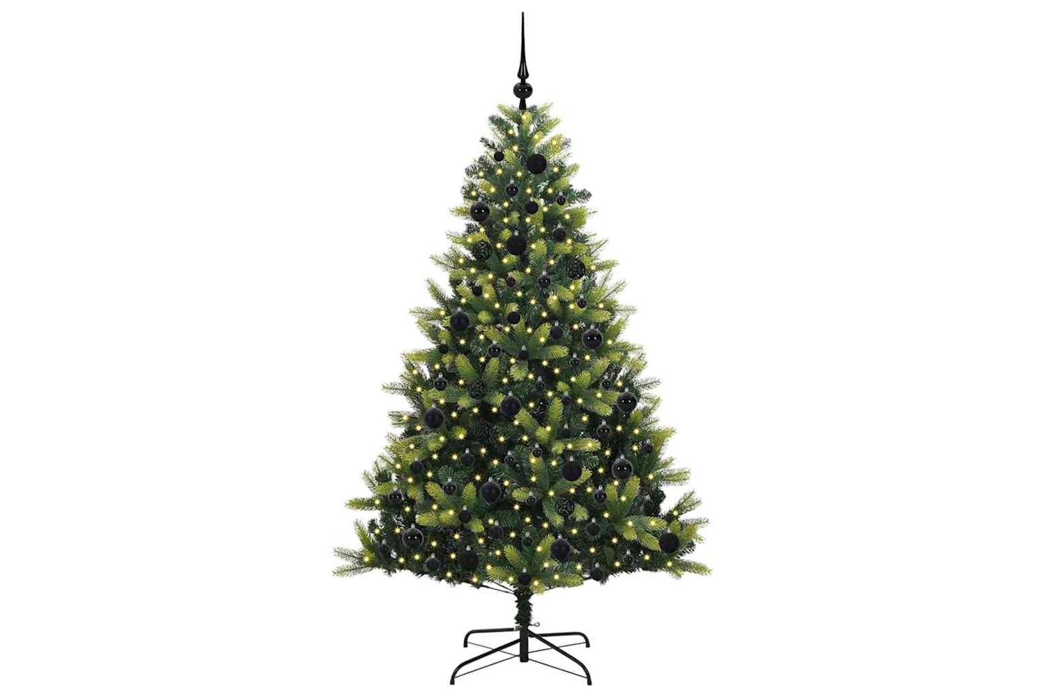Vidaxl Artificial Hinged Christmas Tree 300 Leds Green 180 Cm-3